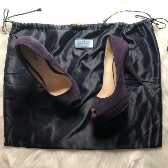 Prada Purple Suede PeepToe Platform Heel,Size-39(9 - Picture 4 of 15